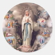 Notre Madame de Lourdes Autocollants Ronds