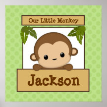 Notre petite nom personnalisé d'art de singe par c posters