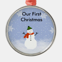 notre premier ornement de bonhomme de neige de Noë