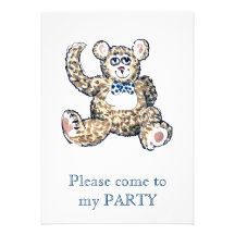 Nounours avec l'invitation tachetée de partie de c