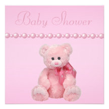 Nounours, chaussures de bébé et baby shower roses  faire-part