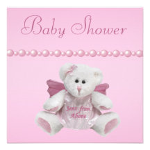 Nounours d'ange, chaussures de bébé et baby shower carton d'invitation