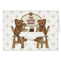 Nounours de café-restaurant cartes de vœux