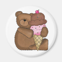 Nounours de crème glacée de chocolat aimant