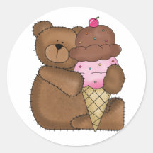 Nounours de crème glacée de chocolat autocollants