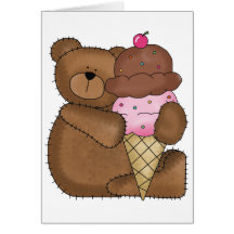 Nounours de crème glacée de chocolat cartes de vœux