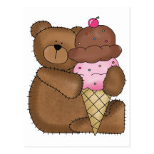Nounours de crème glacée de chocolat carte postale