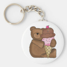 Nounours de crème glacée de chocolat porte-clés