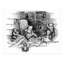 Nounours lisant dans la bibliothèque cartes postales
