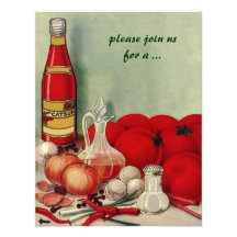 Nourriture italienne vintage, partie de cuisine d' invitation personnalisée