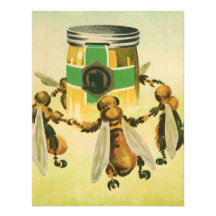 Nourriture vintage, abeilles organiques de miel da invitation personnalisée