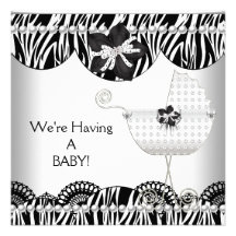 Nous avons UN BÉBÉ ! Attente blanche noire de zèbr Invitations