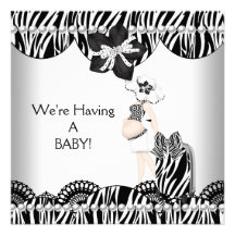 Nous avons UN BÉBÉ ! Attente blanche noire de zèbr Faire-parts