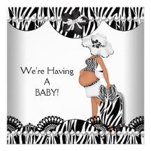 Nous avons UN BÉBÉ ! Attente blanche noire de zèbr Invitation