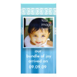 Nouveau faire-part bleu de joie de bébé photocarte