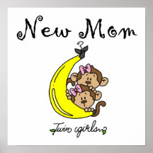Nouveaux cadeaux de maman de filles jumelles affiches