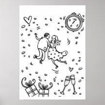 Nouvel an : dessin � colorier - poster