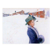 Nouvel hiver de vacances de chapeau de Carl Larsso Carte Postale