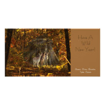 Nouvelle année de cerfs communs cartes avec photo