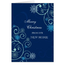 Nouvelle carte de Noël d'adresse de neige bleue
