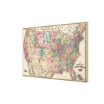 Nouvelle carte de voie ferrée des Etats-Unis Toile Tendue