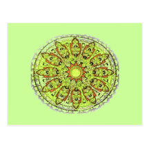 Nouvelle carte postale d'âge de mandala vert vinta