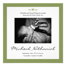 Nouvelle sauge de faire-part de naissance de bébé