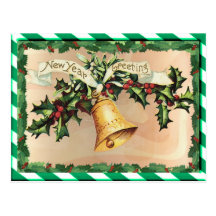 NOUVELLES ANNÉES et RAYURES VERTES par SHARON SHAR Carte Postale