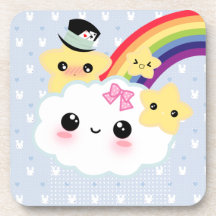 Nuage, étoiles et arc-en-ciel de Kawaii Dessous-de-verre