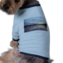 Nuages roses au-dessus de lac bifurqué t-shirt pour chien