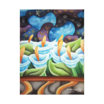 Nuit bariolée et la calla Lillies Impression Sur Toile