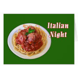 Nuit d'Italien de spaghetti et de boulettes de via Carte De Vœux