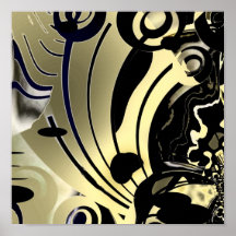 Nuit d'or d'affiche d'art abstrait