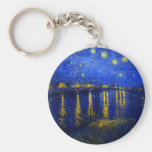 Nuit étoilée au-dessus du Rhône Keychain4 rond Porte-clef