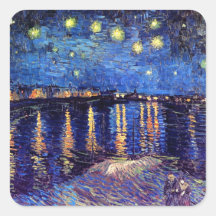 Nuit étoilée au-dessus du Rhône Sticker Carré