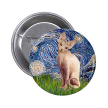 Nuit étoilée - chat crème de Sphynx Badge