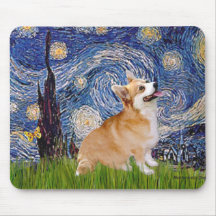 Nuit étoilée - corgi 7b de Gallois de Pembroke Tapis De Souris