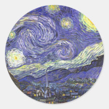 Nuit étoilée de Van Gogh, post impressionnisme vin Autocollant Rond