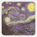 Nuit étoilée par Vincent van Gogh Sticker Carré