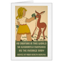 Nutrition de cerfs communs de fille WPA 1938 Cartes De Vœux