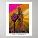 NYC psychédélique : Bâtiment et horloge #2B de Fla Affiches