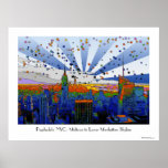 NYC psychédélique : Vue large d'horizon d'ESB Posters