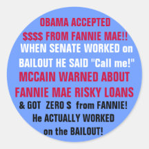 OBAMA A ACCEPTÉ DE FANNIE MAE ! ! ADHÉSIFS RONDS