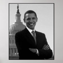 Obama au bâtiment de capitol -- Noir et blanc Poster