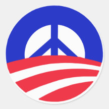 Obama avec le signe de paix adhésif rond