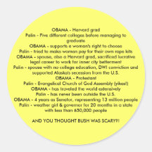 OBAMA v. Palin Adhésif Rond