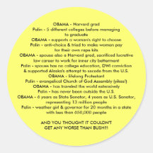 OBAMA V. PALIN AUTOCOLLANTS