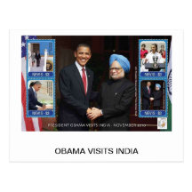 OBAMA VISITE L'INDE CARTE POSTALE