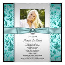 Obtention du diplôme bleue turquoise de photo de d invitations personnalisables