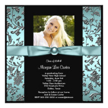 Obtention du diplôme bleue turquoise de photo de d cartons d'invitation